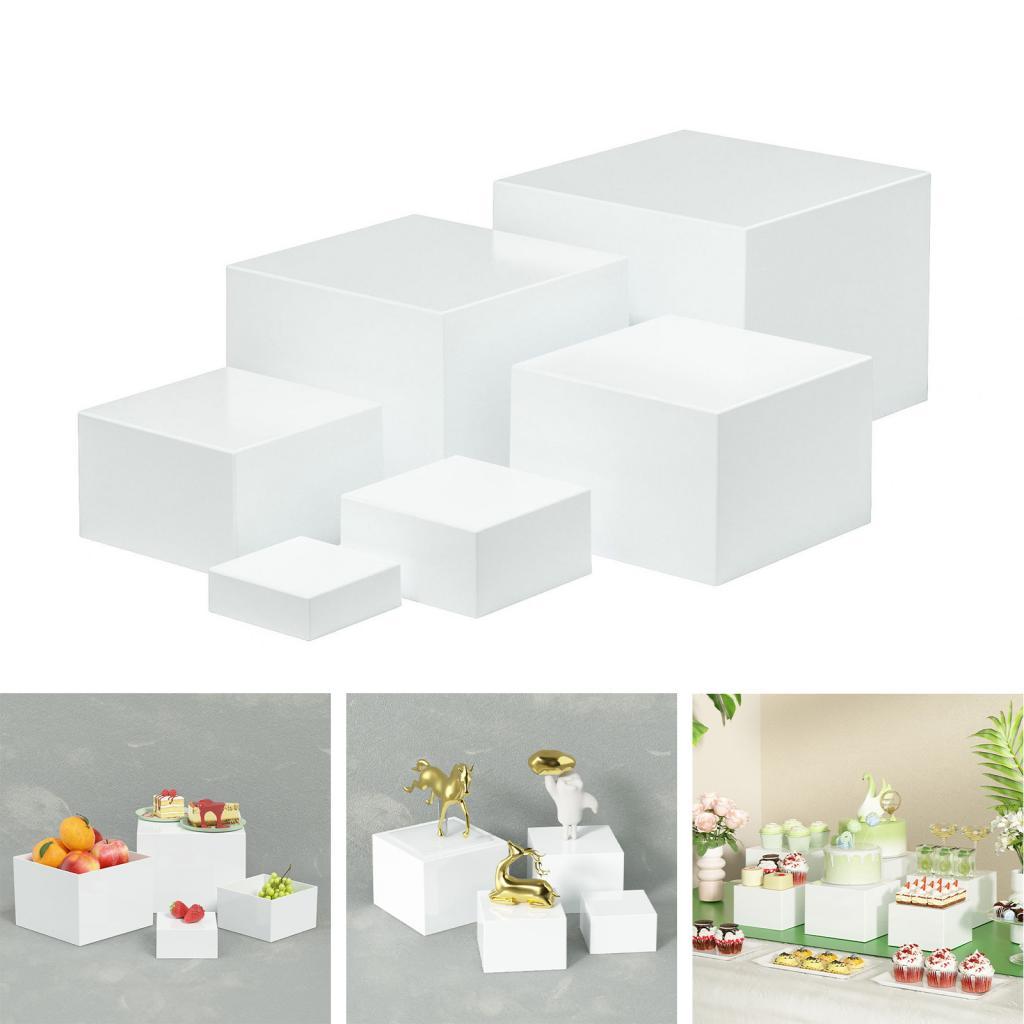 Display Risers Set - アクリル製ビュッフェライザーセット、多サイズ中空底フードディスプレイスタンド、ケーキデザートテーブル、結婚式、パーティー用