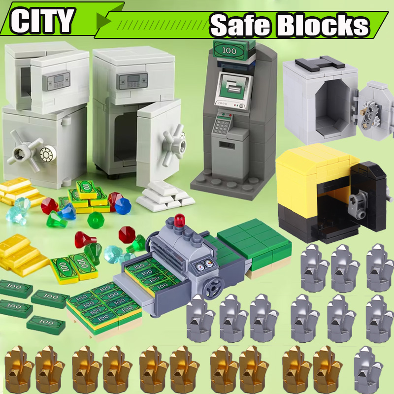 Lego Set Creator - MOC 市金庫金庫ビルディングブロック ATM マネージュエリーセット金鉱石ダイヤモンド財布宝アクセサリーレンガおもちゃギフト
