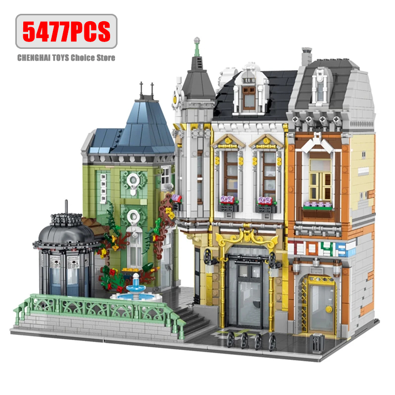 Lego Set Creator - Sweet-Streetview-男の子用ビルディングブロックセット,mocシリーズ,モジュラー玩具,四角い都市建築,レンガモデル,子供向けギフト,5477個